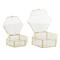Clear & Gold Glass & Metal Hexagon Jewelry Box with Chain Accent Set